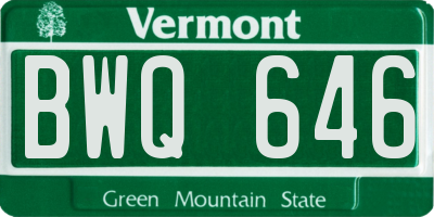 VT license plate BWQ646