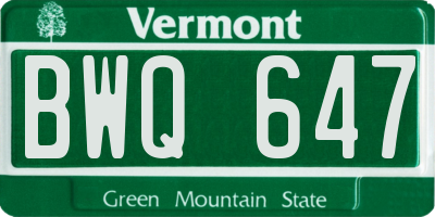 VT license plate BWQ647