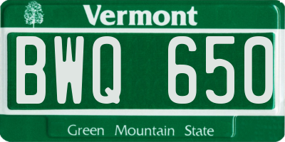 VT license plate BWQ650