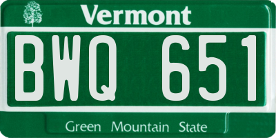 VT license plate BWQ651