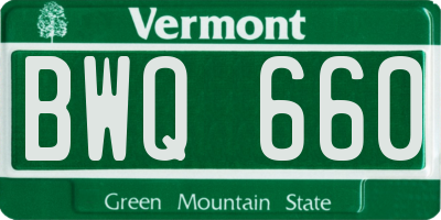 VT license plate BWQ660