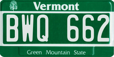 VT license plate BWQ662