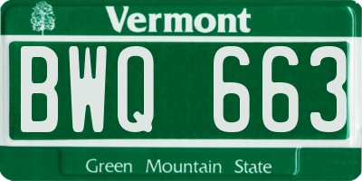 VT license plate BWQ663