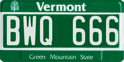 VT license plate BWQ666