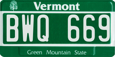 VT license plate BWQ669