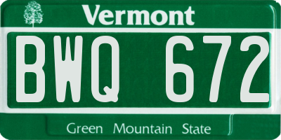 VT license plate BWQ672