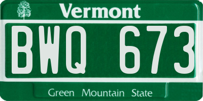 VT license plate BWQ673
