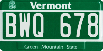 VT license plate BWQ678