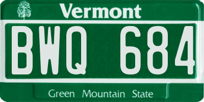 VT license plate BWQ684