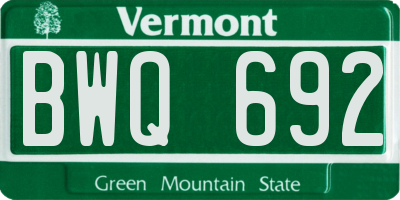 VT license plate BWQ692