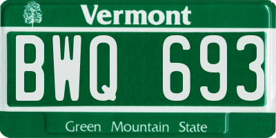 VT license plate BWQ693