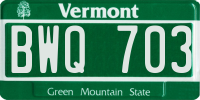 VT license plate BWQ703