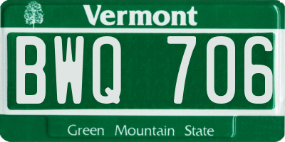VT license plate BWQ706
