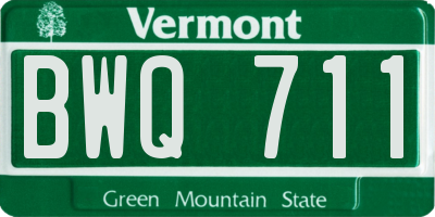 VT license plate BWQ711