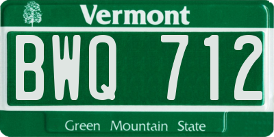VT license plate BWQ712
