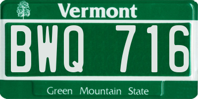 VT license plate BWQ716