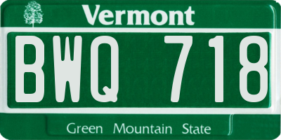 VT license plate BWQ718