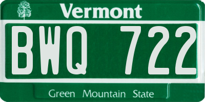 VT license plate BWQ722