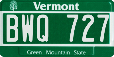 VT license plate BWQ727