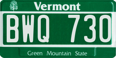 VT license plate BWQ730