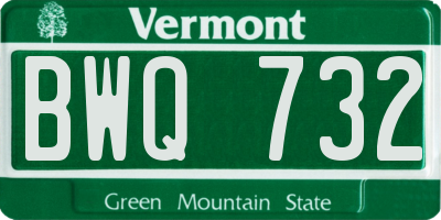 VT license plate BWQ732