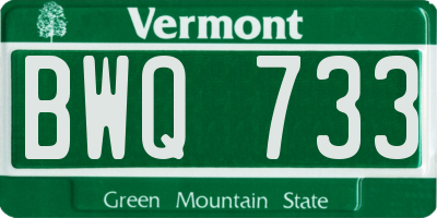 VT license plate BWQ733
