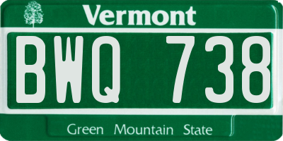 VT license plate BWQ738