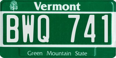 VT license plate BWQ741