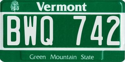 VT license plate BWQ742