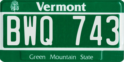 VT license plate BWQ743
