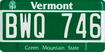 VT license plate BWQ746