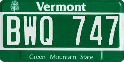 VT license plate BWQ747