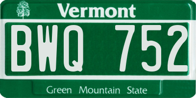 VT license plate BWQ752