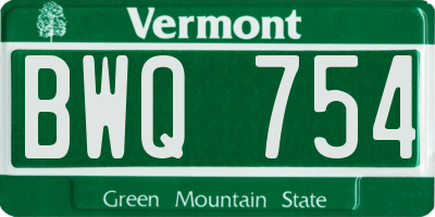 VT license plate BWQ754