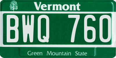 VT license plate BWQ760