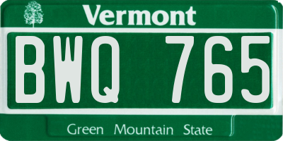 VT license plate BWQ765