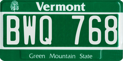 VT license plate BWQ768