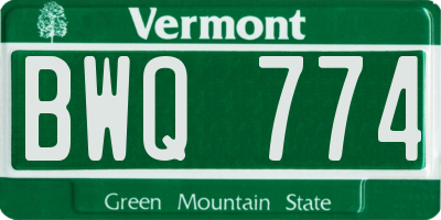 VT license plate BWQ774