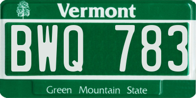 VT license plate BWQ783