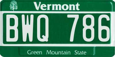 VT license plate BWQ786