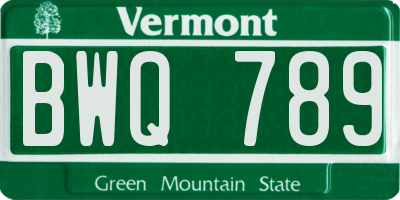 VT license plate BWQ789