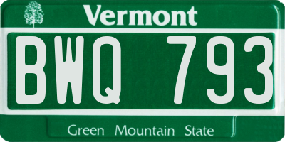 VT license plate BWQ793