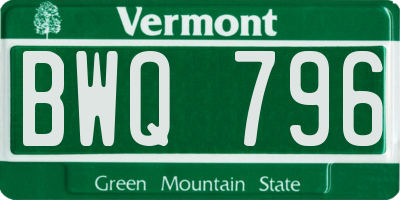 VT license plate BWQ796