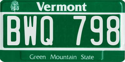 VT license plate BWQ798