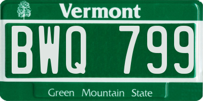 VT license plate BWQ799