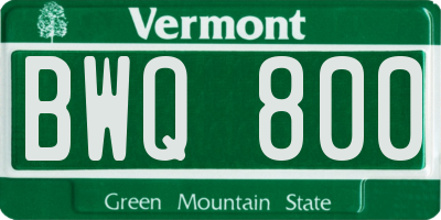 VT license plate BWQ800