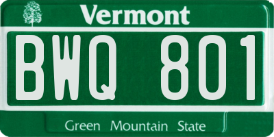 VT license plate BWQ801
