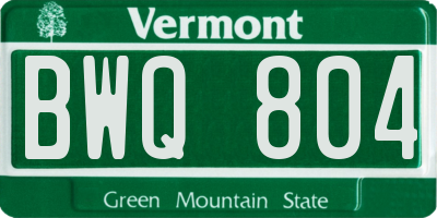 VT license plate BWQ804