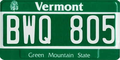 VT license plate BWQ805