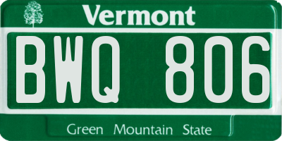 VT license plate BWQ806